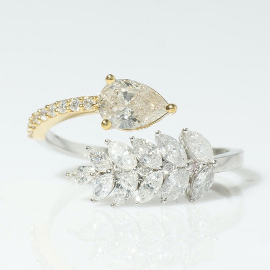 Pear Leaf Diamond Ring