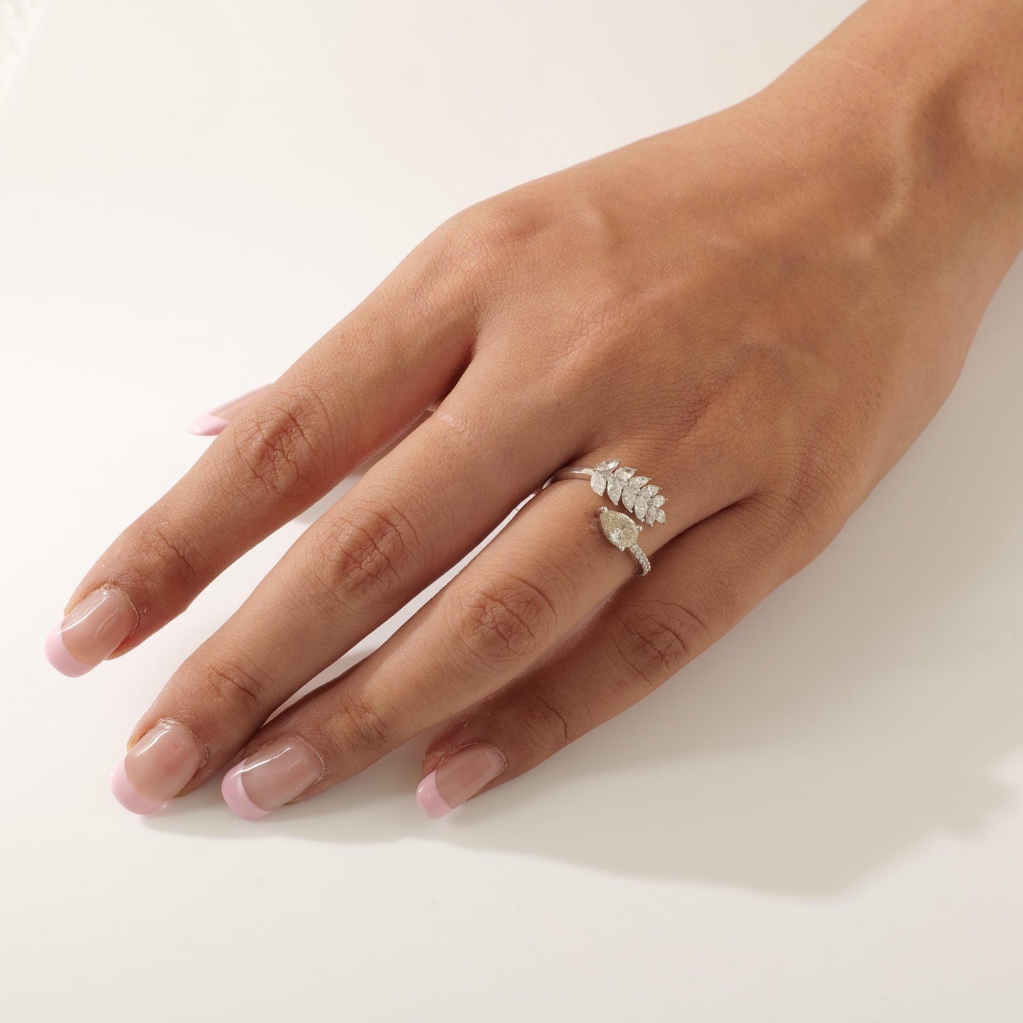 Pear Leaf Diamond Ring