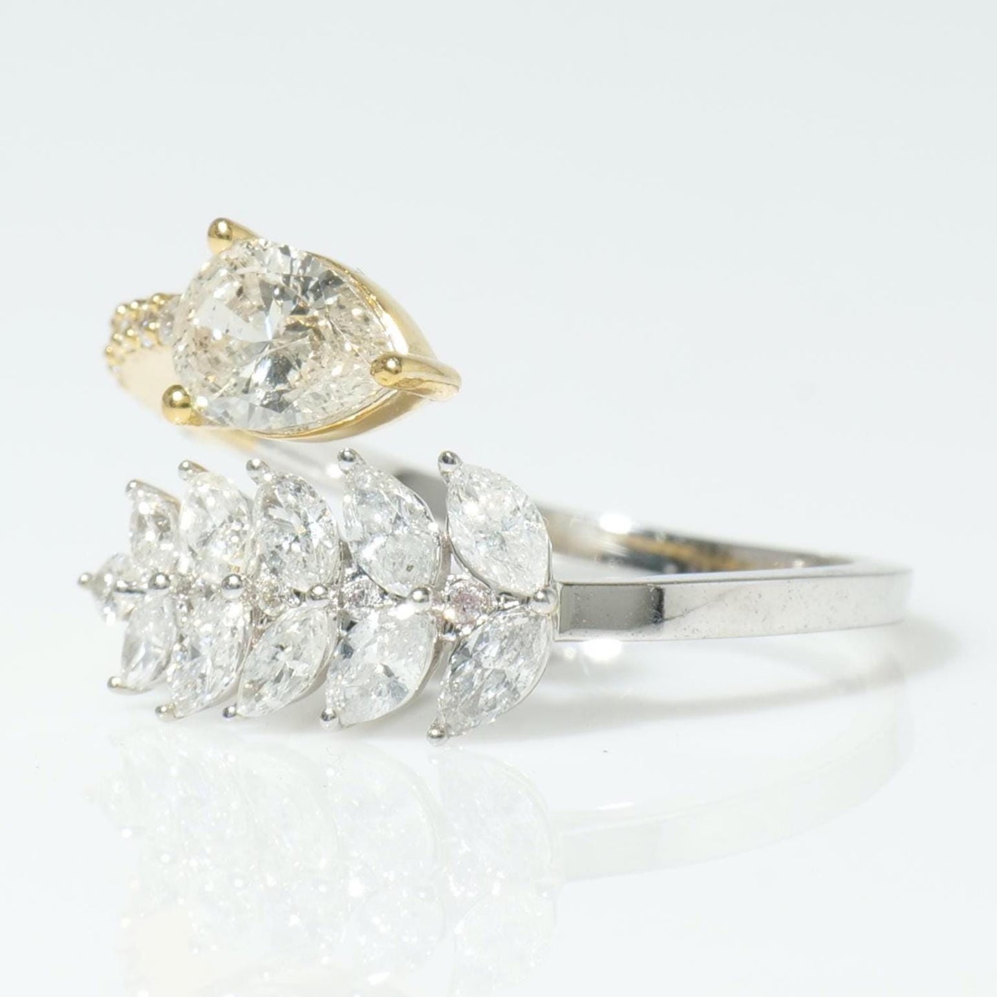 Pear Leaf Diamond Ring