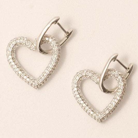 Open Heart Diamond Drop Earrings