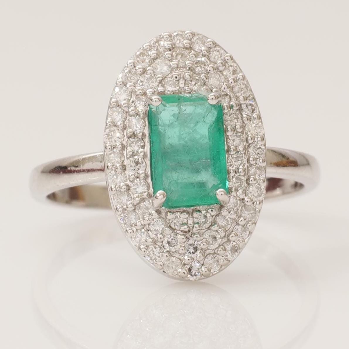 Emerald Cut Emerald Gemstone Diamond Ring