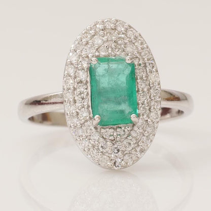 Emerald Cut Emerald Gemstone Diamond Ring