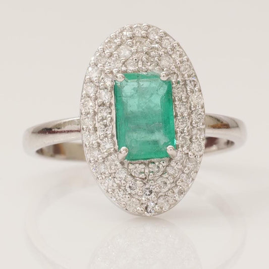 Emerald Cut Emerald Gemstone Diamond Ring