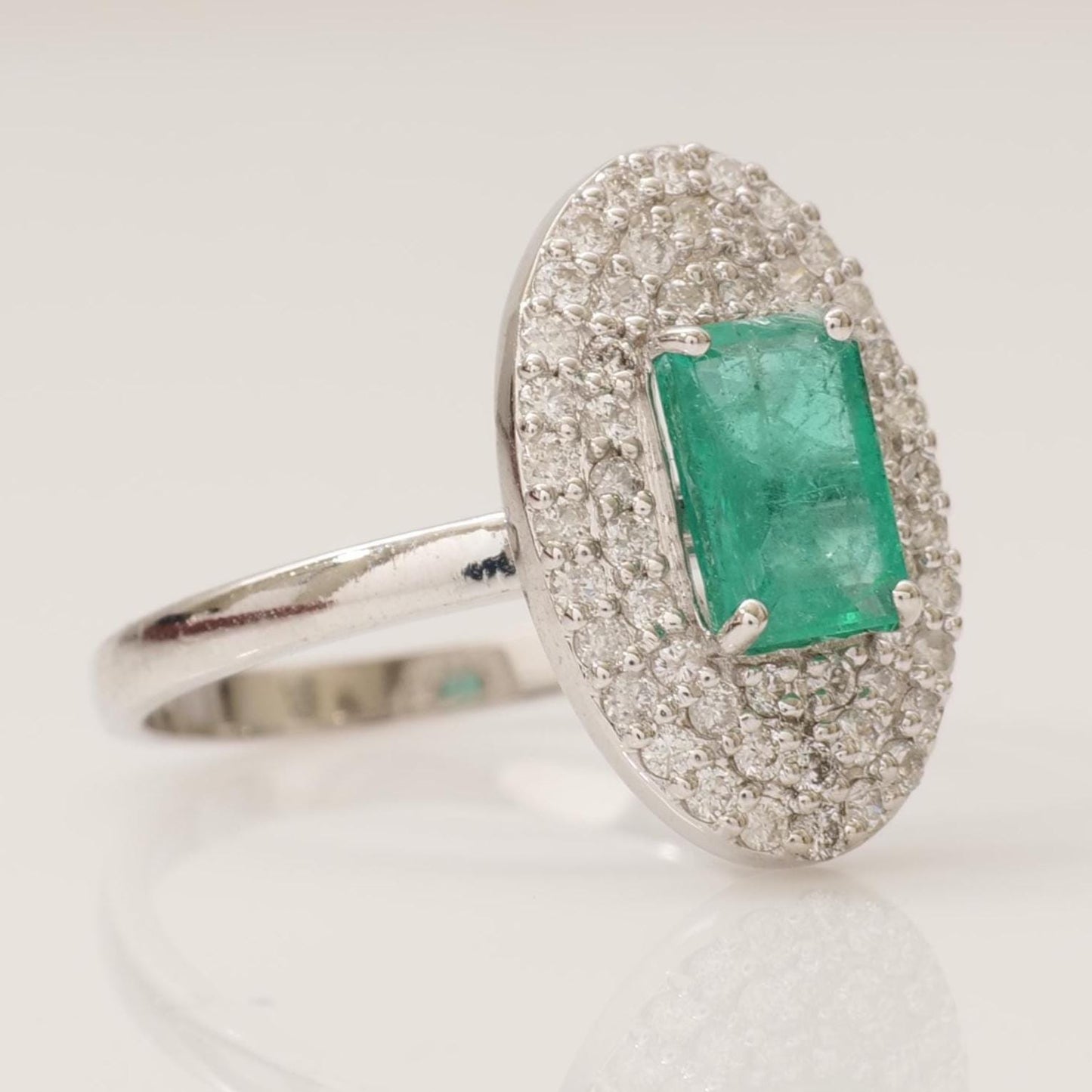 Emerald Cut Emerald Gemstone Diamond Ring