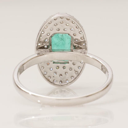 Emerald Cut Emerald Gemstone Diamond Ring