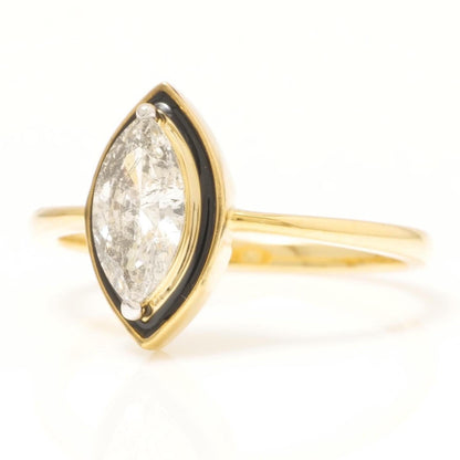 Marquise Diamond Enamel Halo Ring