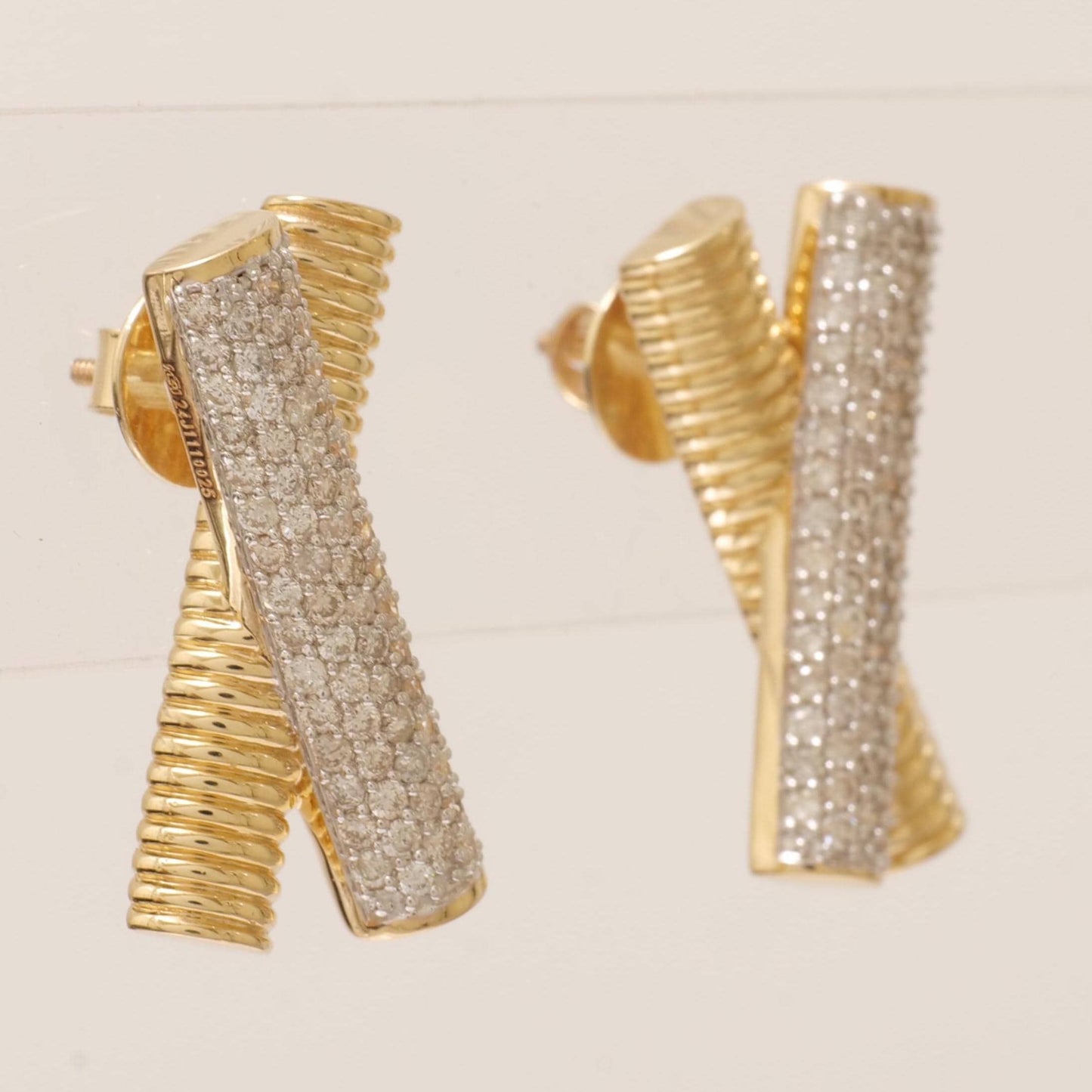 X Bar Diamond Stud Earrings