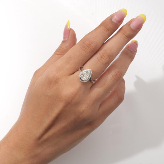 Pear Halo Diamond Ring