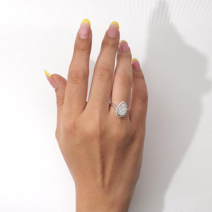 Pear Halo Diamond Ring