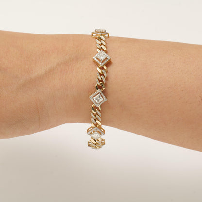 Square Halo Natural Diamond Wedding Tennis Bracelet