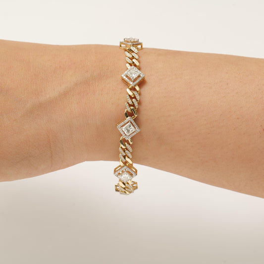 Square Halo Natural Diamond Wedding Tennis Bracelet