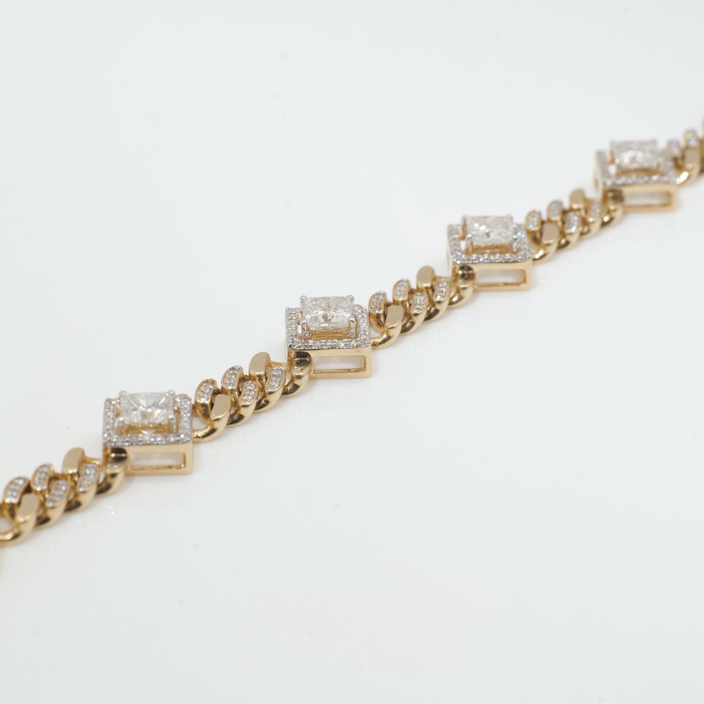 Square Halo Natural Diamond Wedding Tennis Bracelet