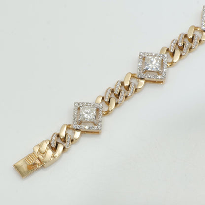Square Halo Natural Diamond Wedding Tennis Bracelet