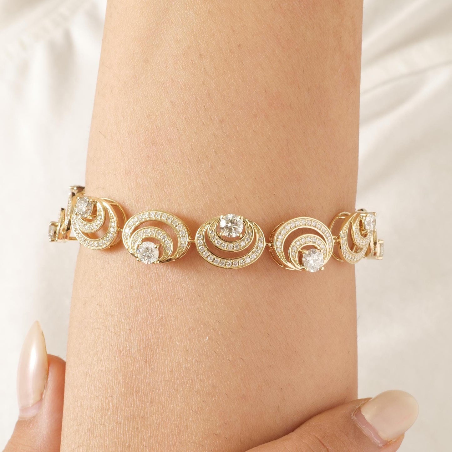 Spiral Natural Diamond Tennis Bracelet