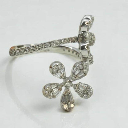 Floral Natural Diamond Bypass Ring