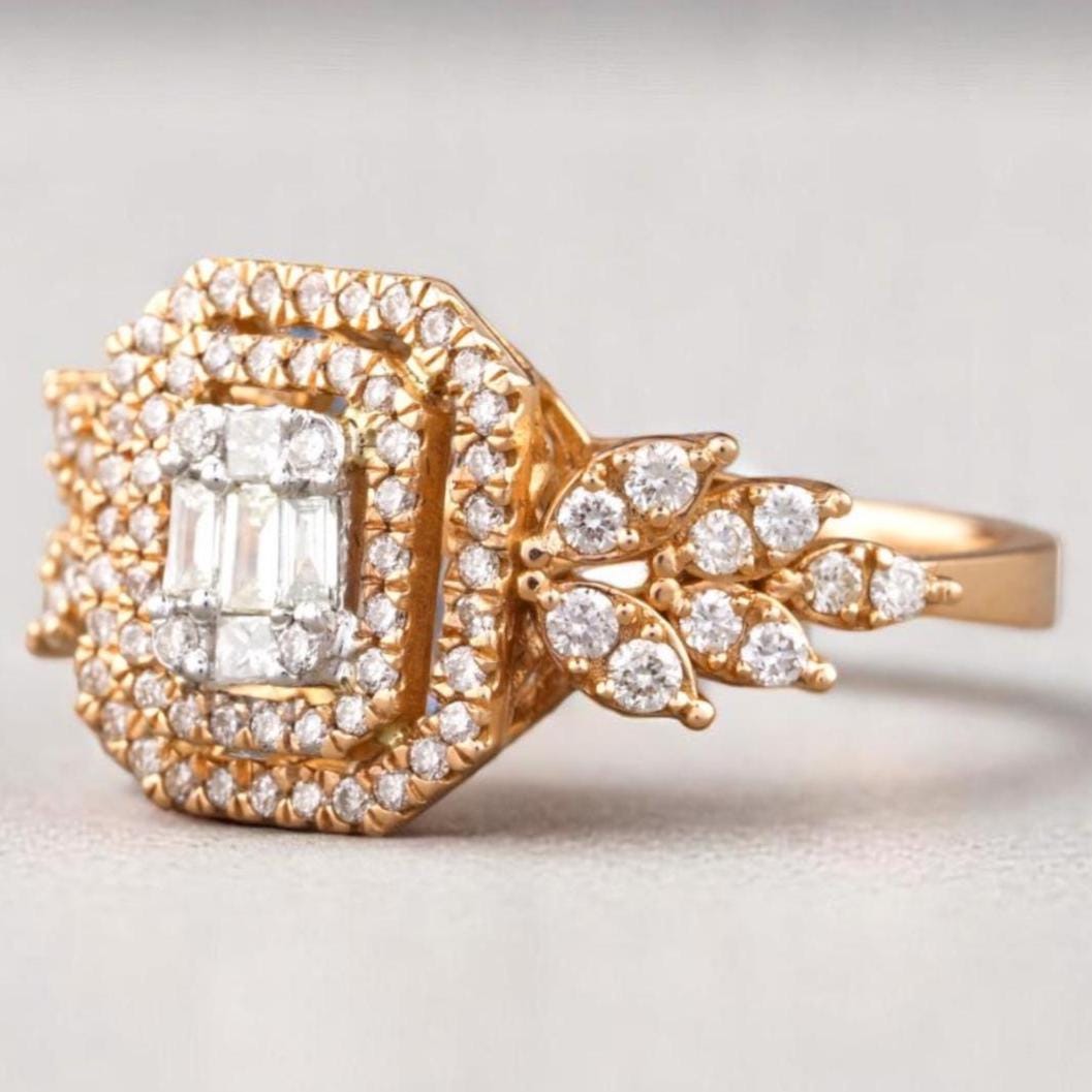 Emerald Cut Diamond Cluster Ring