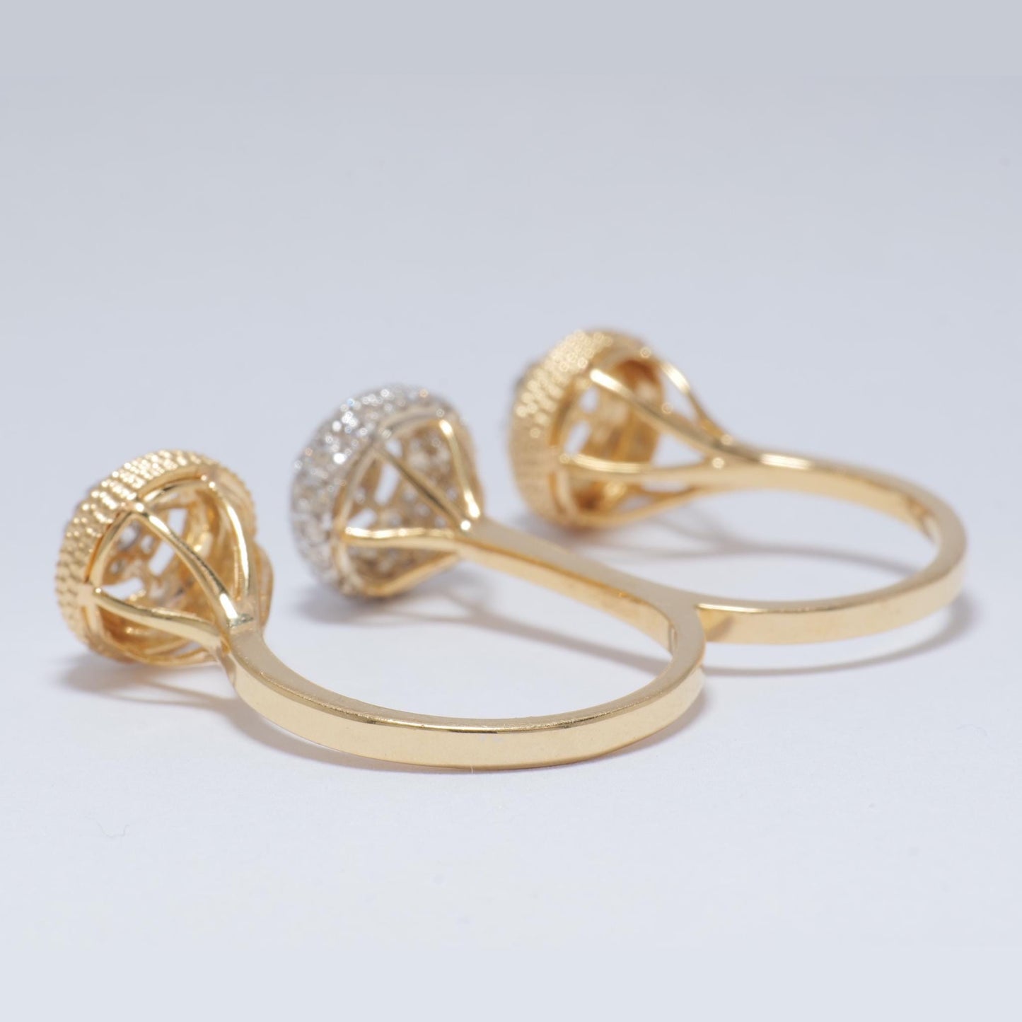 Cluster Natural Diamond Open Cuff Ring