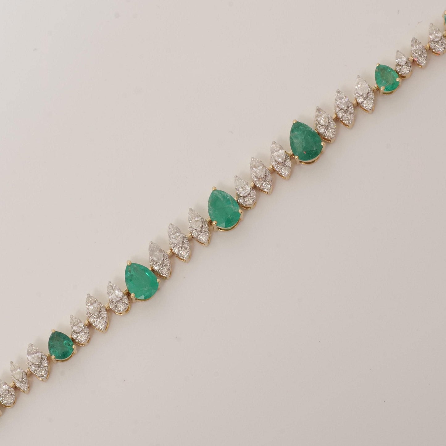 Teardrop Emerald Natural Diamond Tennis Bracelet