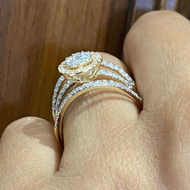 Halo Diamond Engagement Band Ring