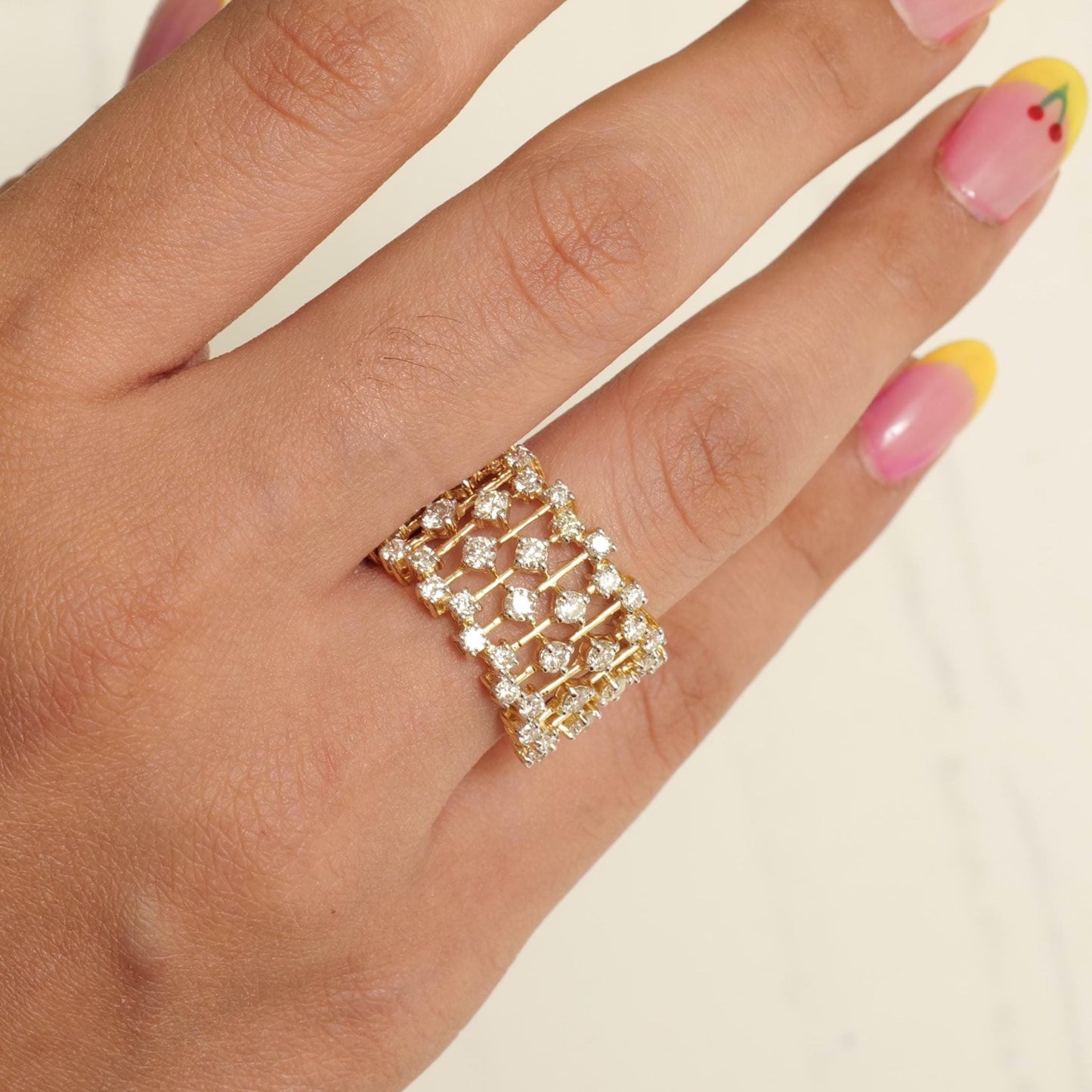 Starburst Celestial Natural Diamond Wide Ring