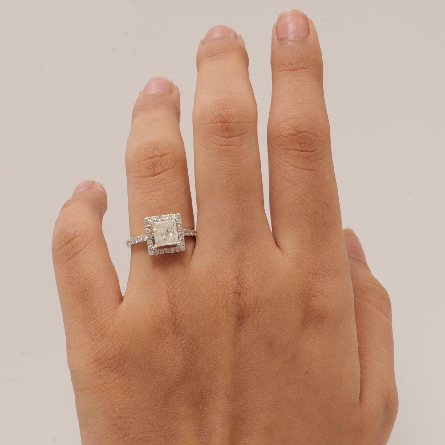 Princess Halo Solitaire Diamond Ring