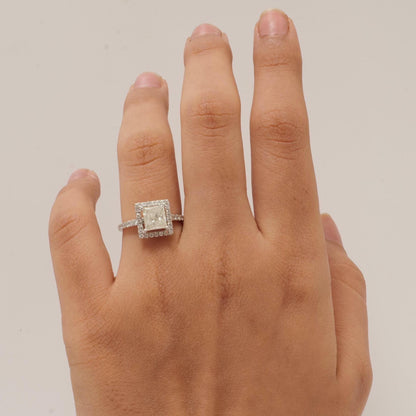 Princess Halo Solitaire Diamond Ring