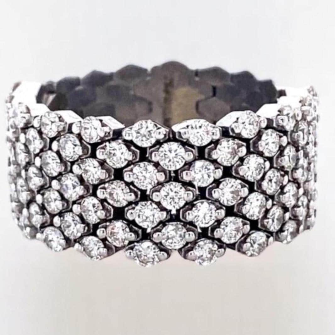 Honeycomb Diamond Band Ring