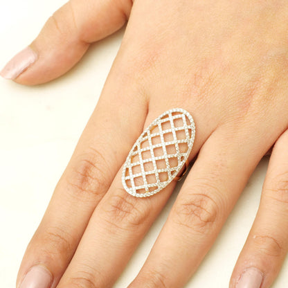 Oval Mesh Diamond Ring