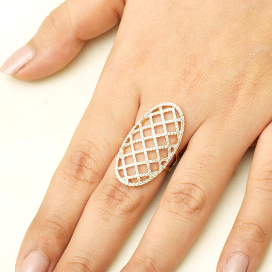 Oval Mesh Diamond Ring