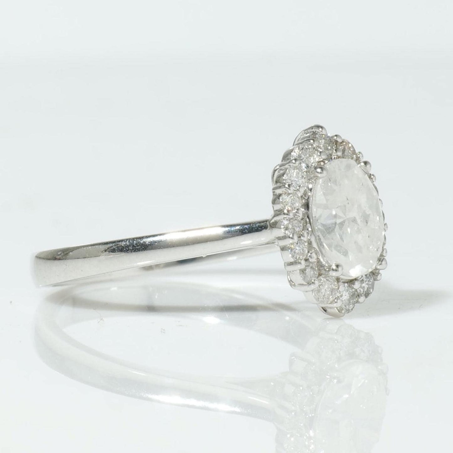 Halo Oval Solitaire Natural Diamond Ring