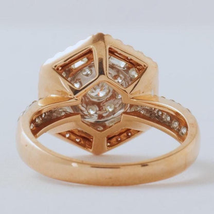 Hexagonal Halo Natural Diamond Bridal Ring