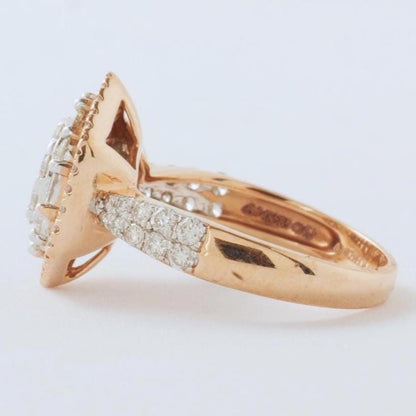 Hexagonal Halo Natural Diamond Bridal Ring