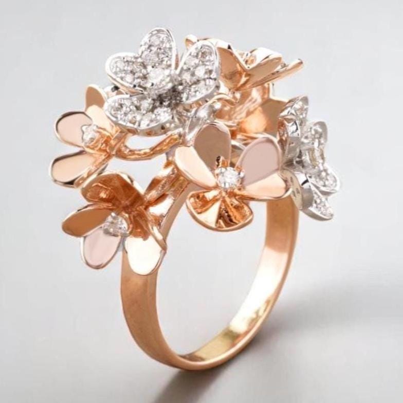 Flower Bunch Dual Tone Ring