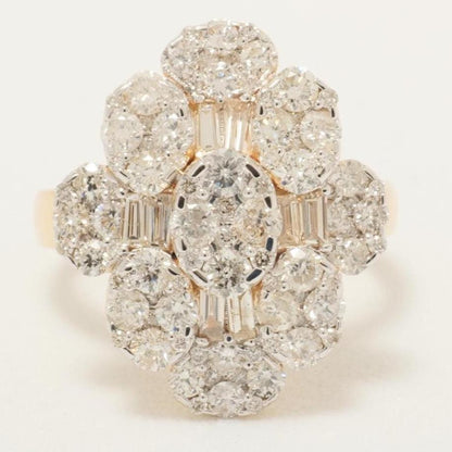 Flower Cluster Natural Diamond Ring