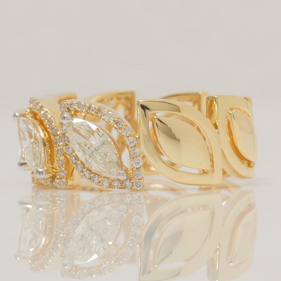 Marquise Leaves Natural Diamond Band Ring