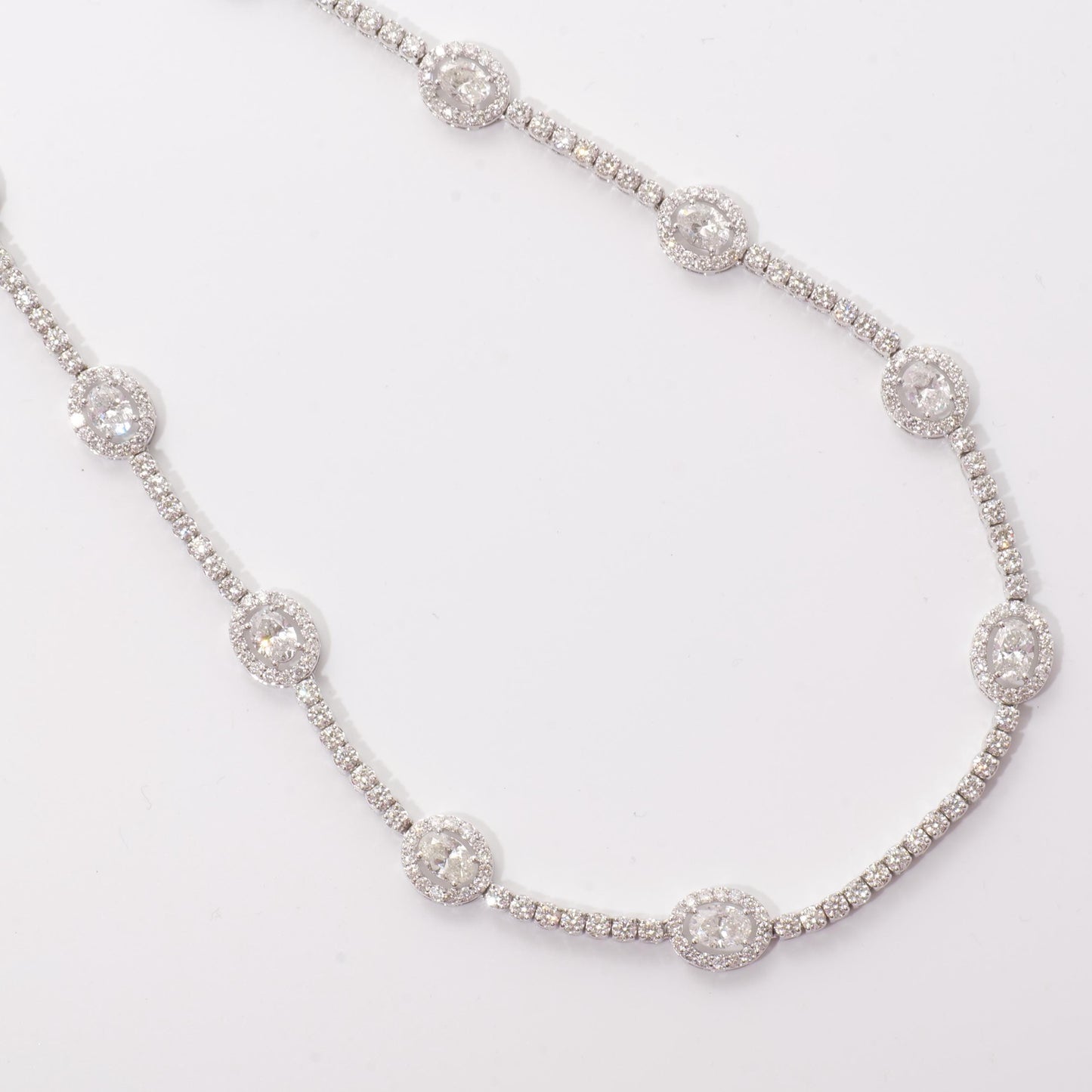 Oval Link Halo Diamond Necklace
