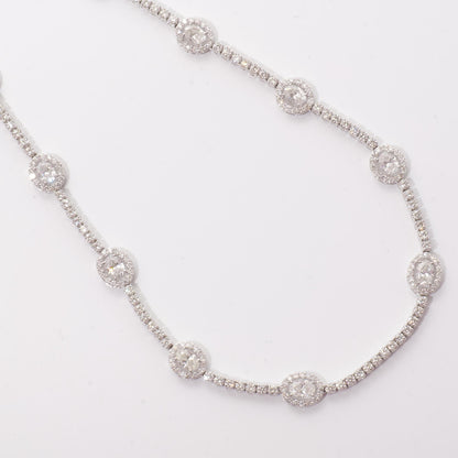 Oval Link Halo Diamond Necklace