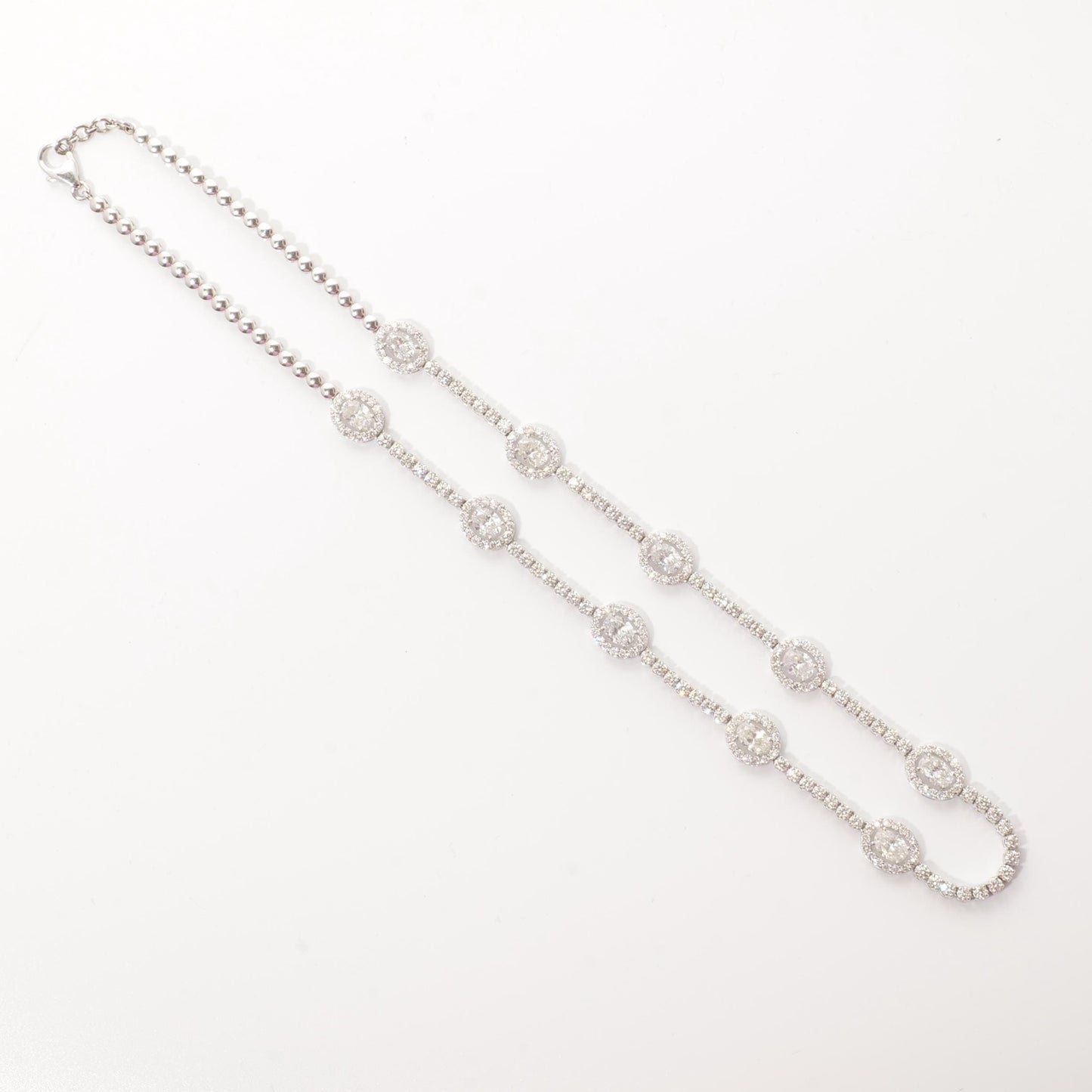Oval Link Halo Diamond Necklace