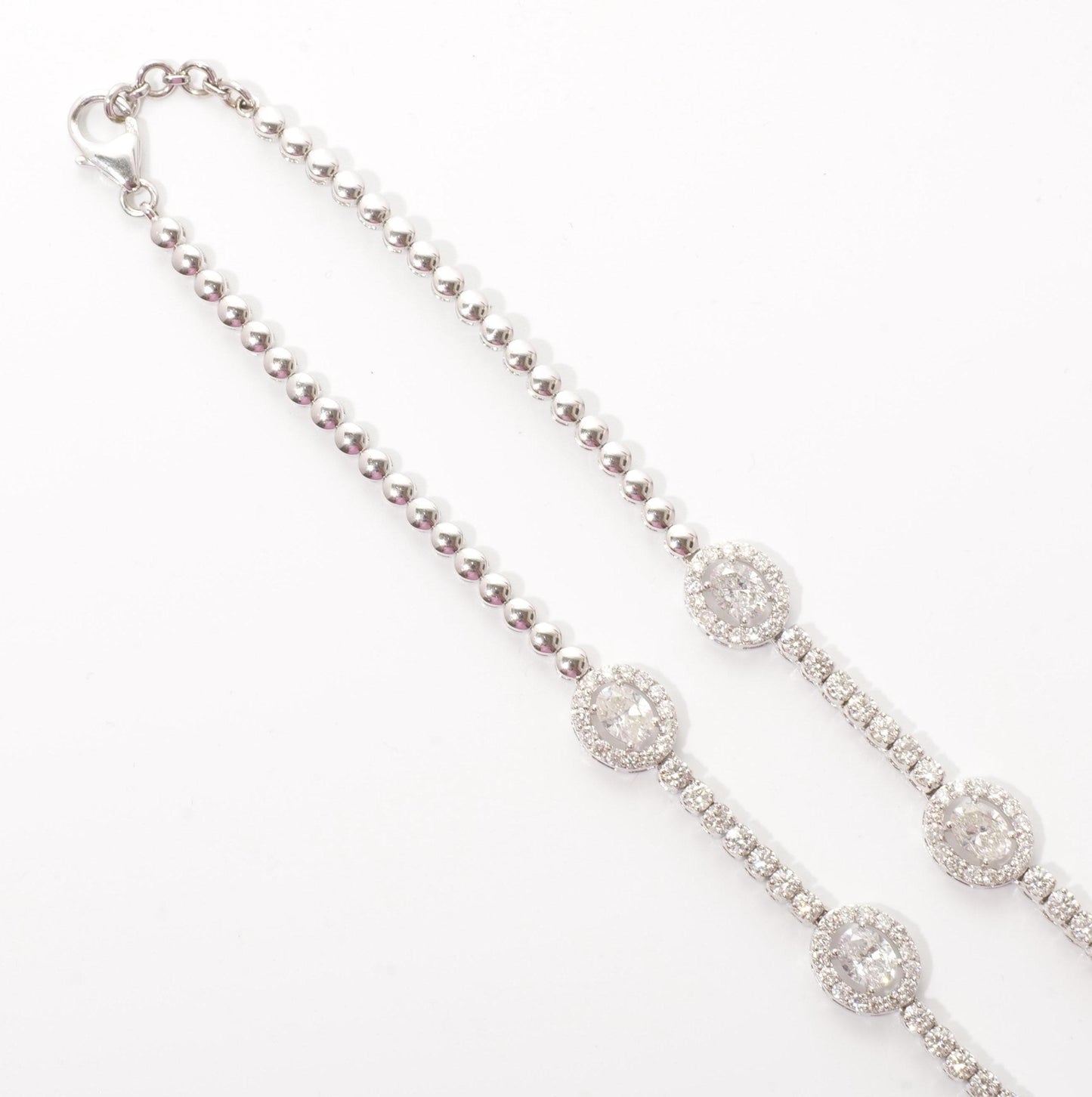 Oval Link Halo Diamond Necklace