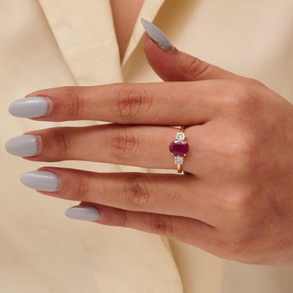 Oval Ruby Natural Diamond Ring