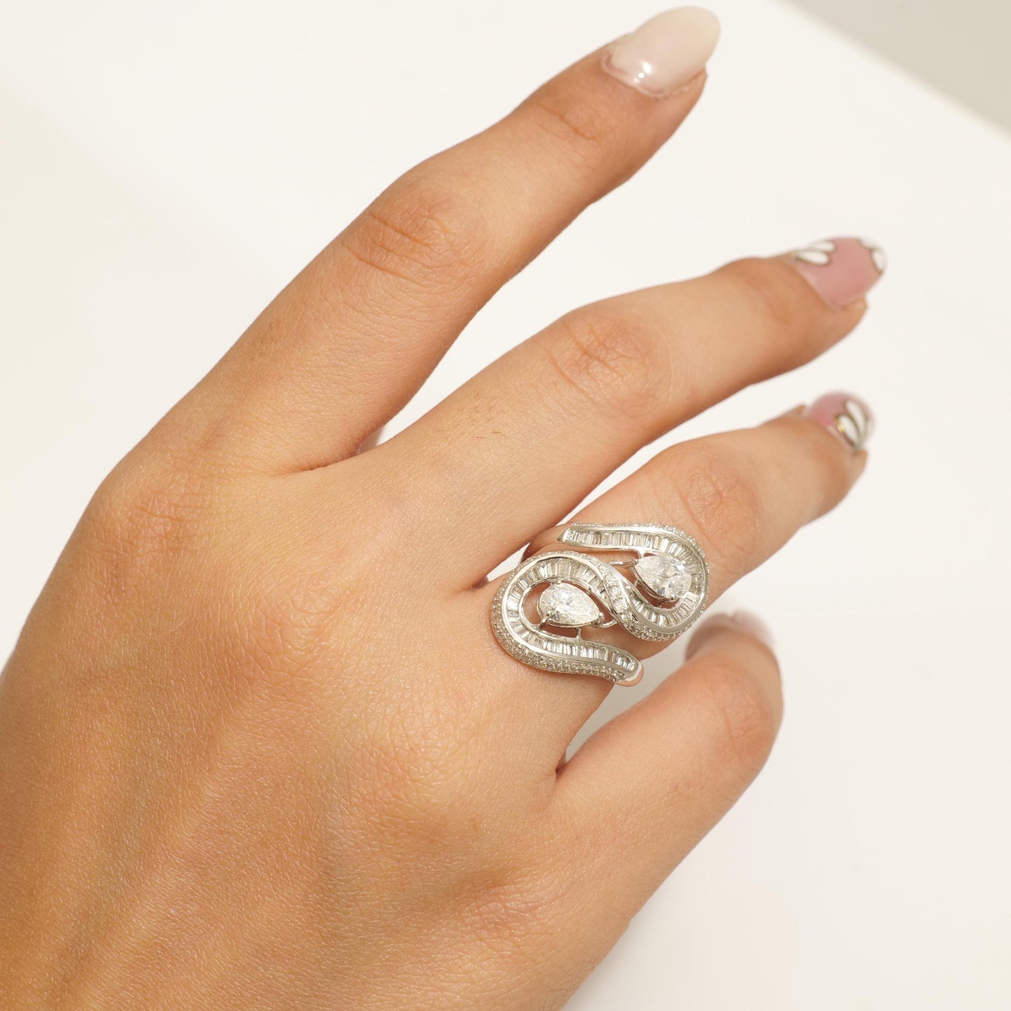 Pear Bypass Diamond Ring