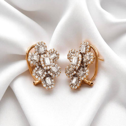 Flower Halo Diamond Huggie Earrings