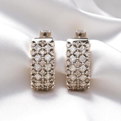 Wide Band Huggie Diamond Earrings