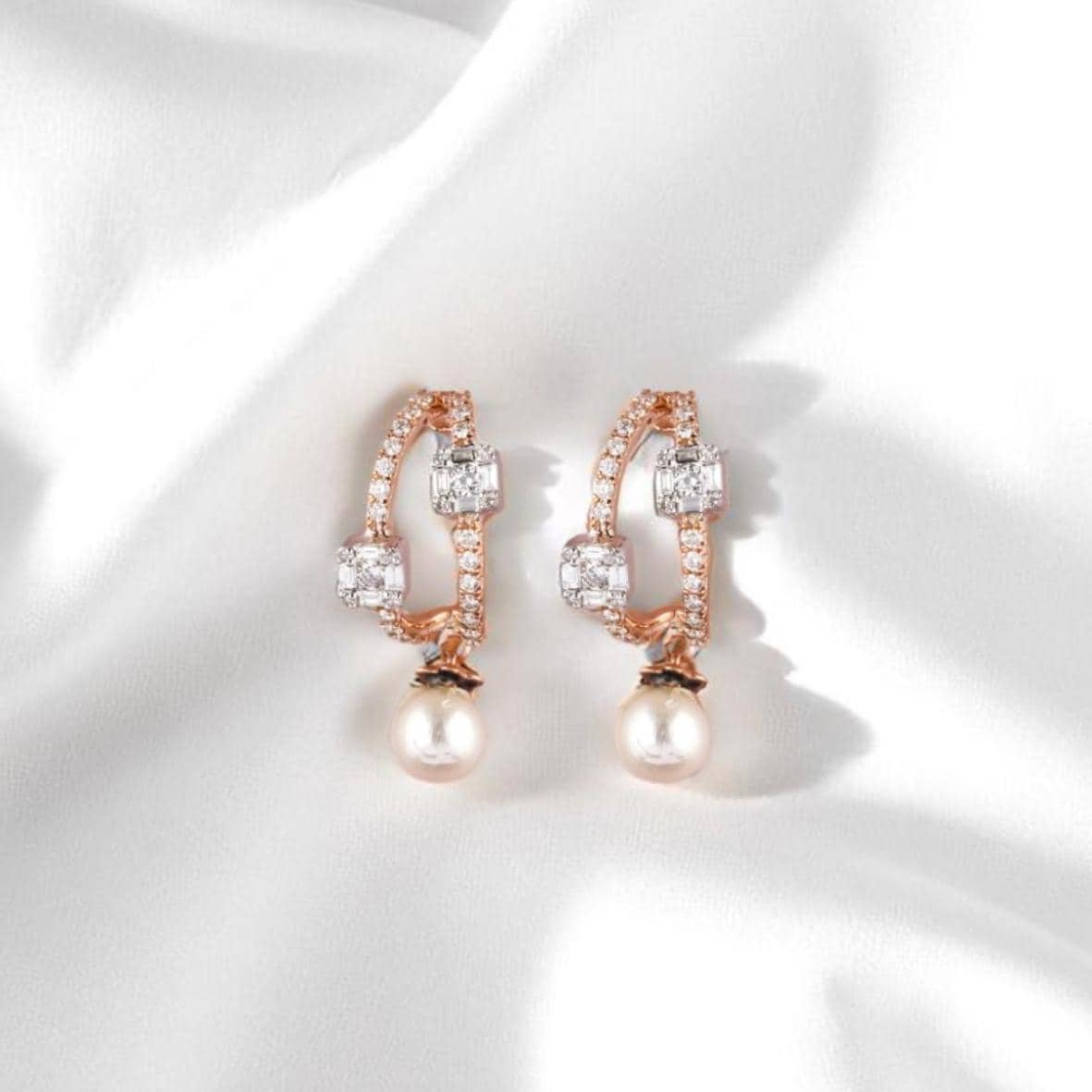 Pearl Drop Huggie Earrings