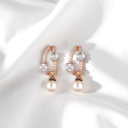 Pearl Drop Huggie Earrings