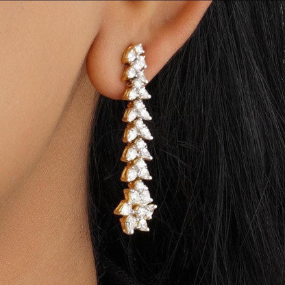 Floral Cluster Diamond Dangle Earrings