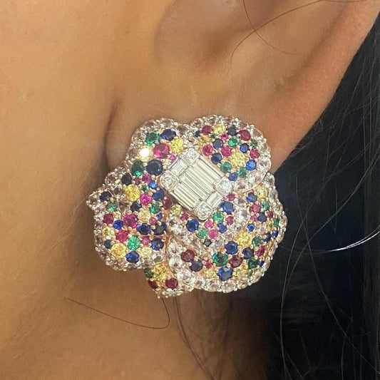 Flower Rainbow Stud Earrings