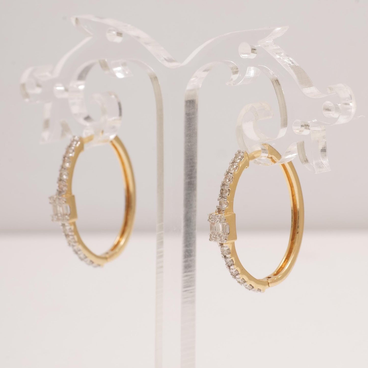 Oval Diamond Hoop Earrings