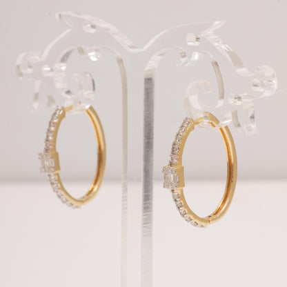 Oval Diamond Hoop Earrings