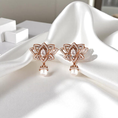 Lotus Pearl Drop Earrings